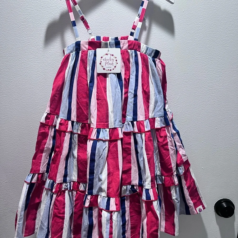 Cheeky Plum 4th Of July Dress Multicolor Striped Dress 6t